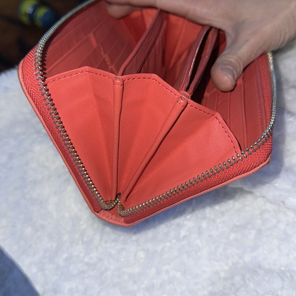 Coach signature brown/tan monogram long wallet with coral details π - Picture 9 of 10